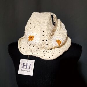 Haute Hippie Crochet Daisy Knit Hat O/S NWT